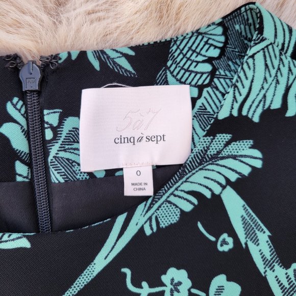 Cinq a Sept Bia Crewneck Tie-side Palm-print Mini Dress - Picture 3 of 6